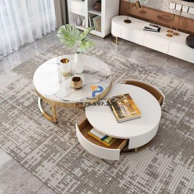 Bàn trà sofa inox mạ vàng TP 011 Bàn trà sofa inox mạ vàng TP 011