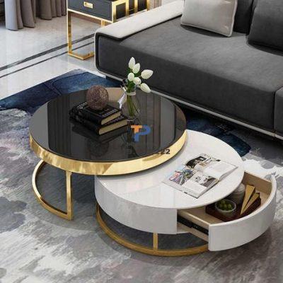 Bàn trà sofa inox mạ vàng TP 015 Bàn trà sofa inox mạ vàng TP 015
