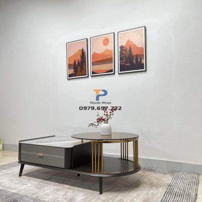 Bàn trà sofa inox mạ vàng TP 026 Bàn trà sofa inox mạ vàng TP 026