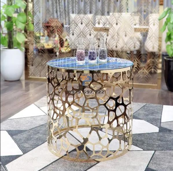 Bàn trà sofa inox mạ vàng TP 003 Bàn trà sofa inox mạ vàng TP 003