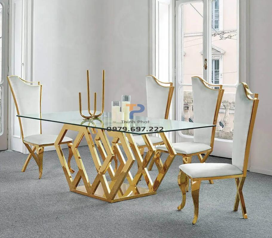 Bàn ăn inox mạ vàng TP 003 Bàn ăn inox mạ vàng TP 003