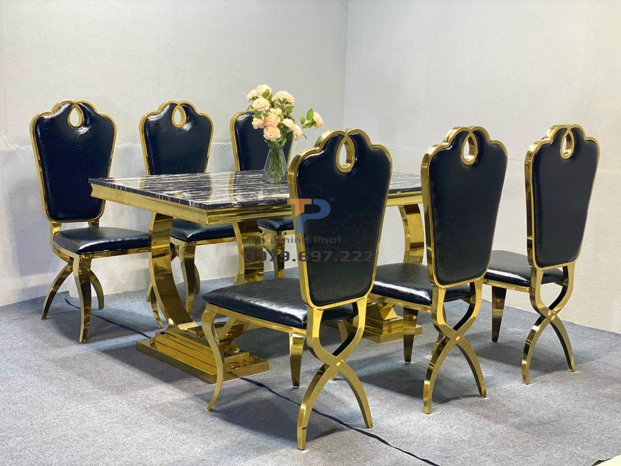 Bàn ăn inox mạ vàng TP 027 Bàn ăn inox mạ vàng TP 027