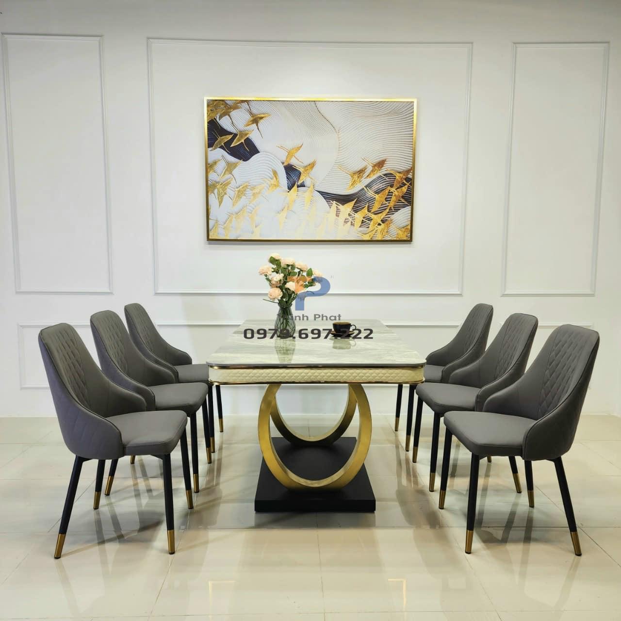 Bàn ăn inox mạ vàng TP 028 Bàn ăn inox mạ vàng TP 028