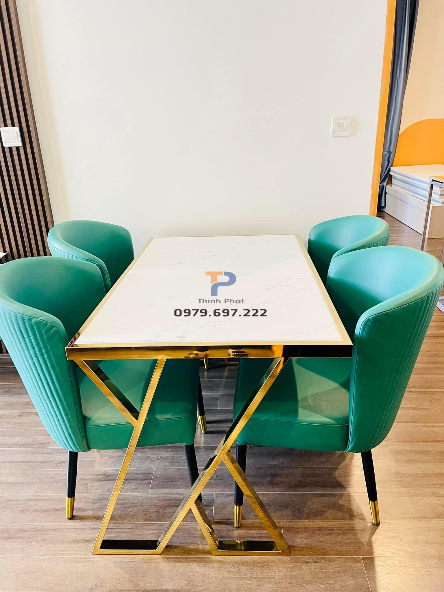 Bàn ăn inox mạ vàng TP 020 Bàn ăn inox mạ vàng TP 020