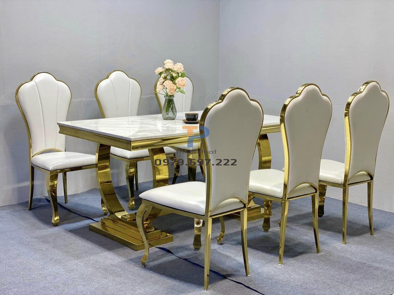Bàn ăn inox mạ vàng TP 022 Bàn ăn inox mạ vàng TP 022
