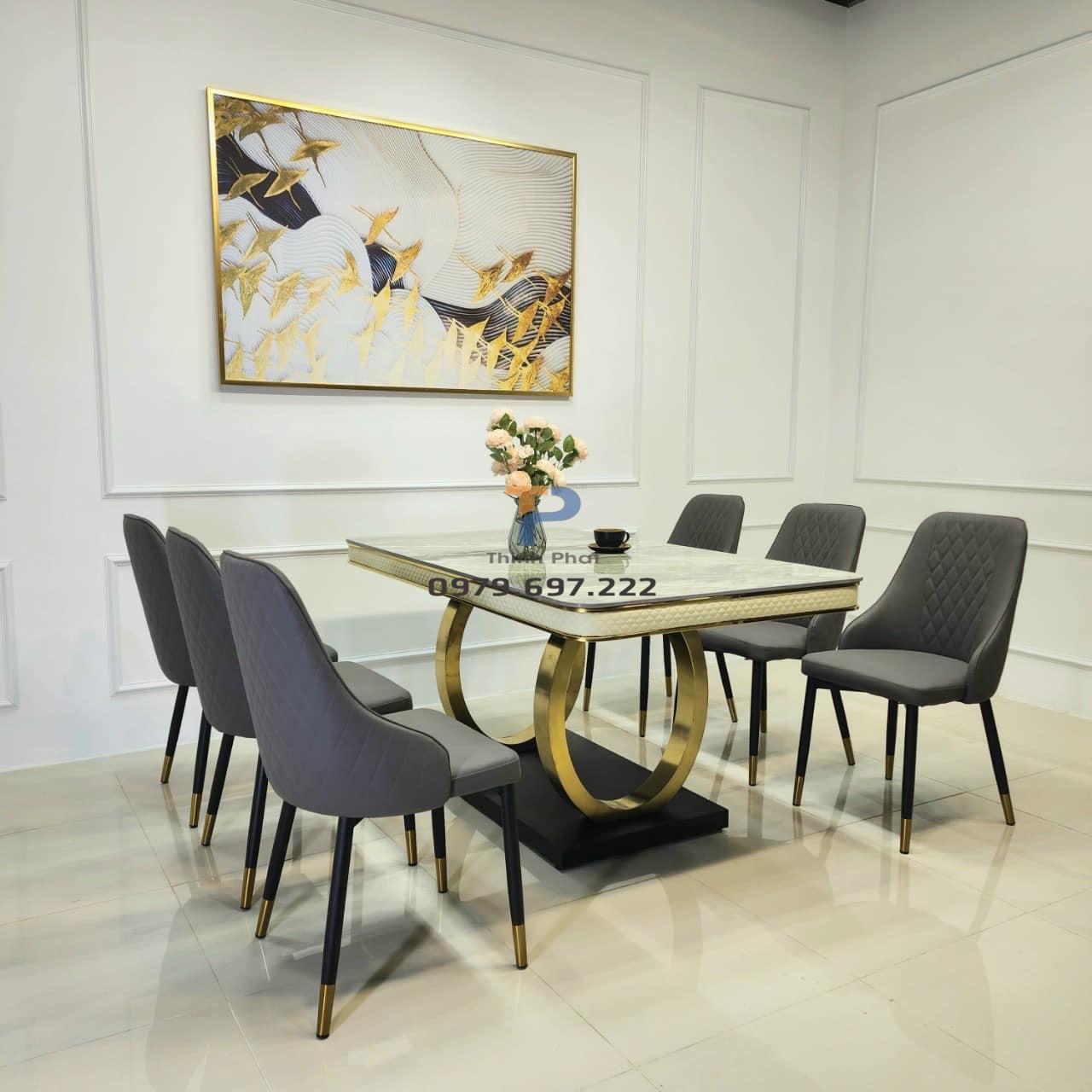 Bàn ăn inox mạ vàng TP 026 Bàn ăn inox mạ vàng TP 026