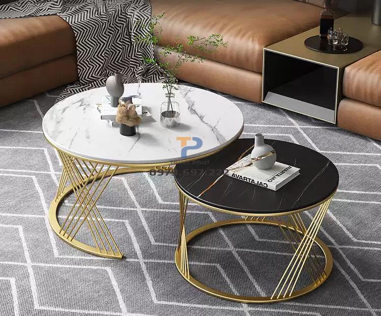 Bàn trà sofa inox mạ vàng TP 002 Bàn trà sofa inox mạ vàng TP 002