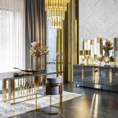 Bàn ăn inox mạ vàng TP 010 Bàn ăn inox mạ vàng TP 010