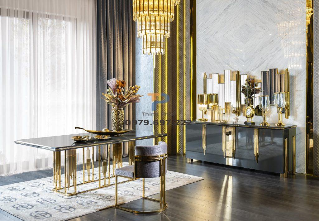 Bàn ăn inox mạ vàng TP 010 Bàn ăn inox mạ vàng TP 010