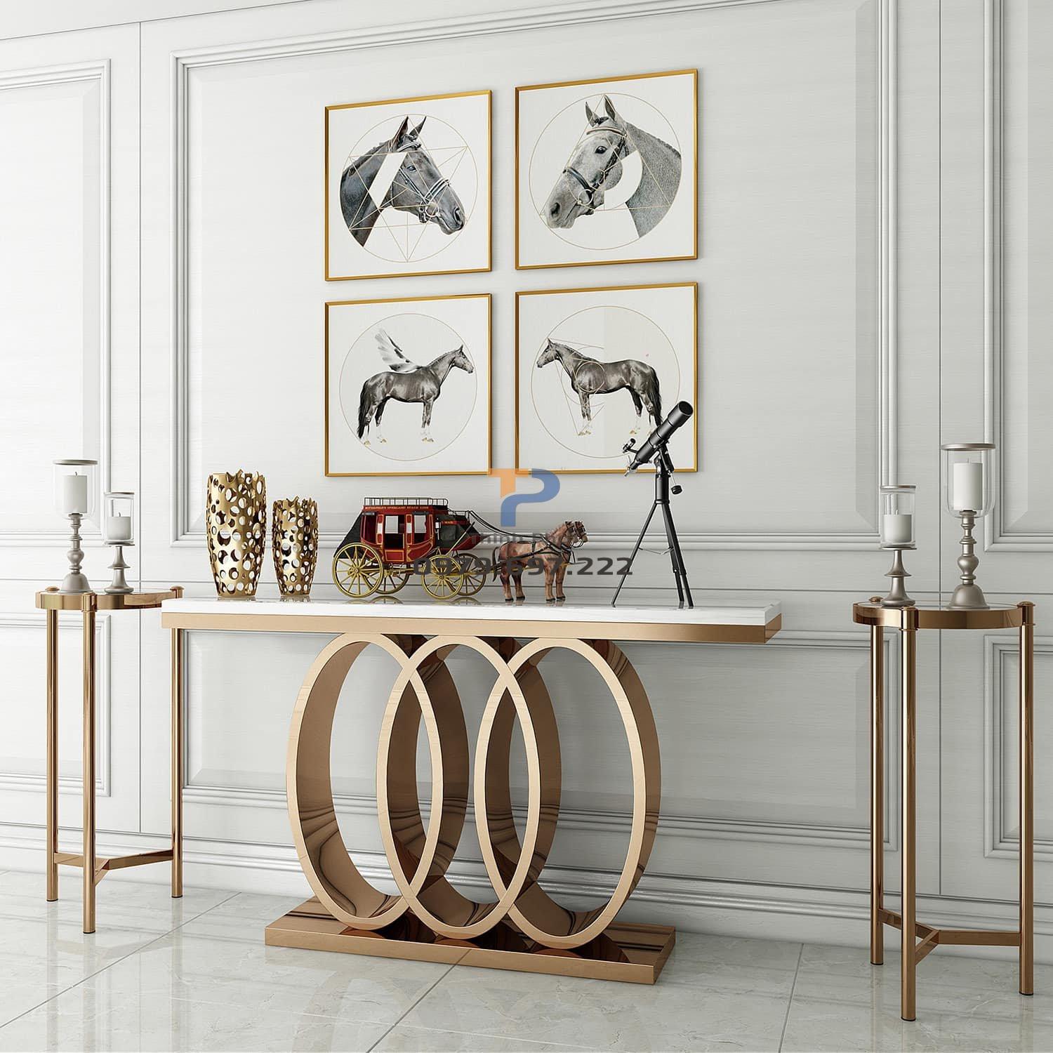 Bàn console inox mạ vàng TP 005 Bàn console inox mạ vàng TP 005