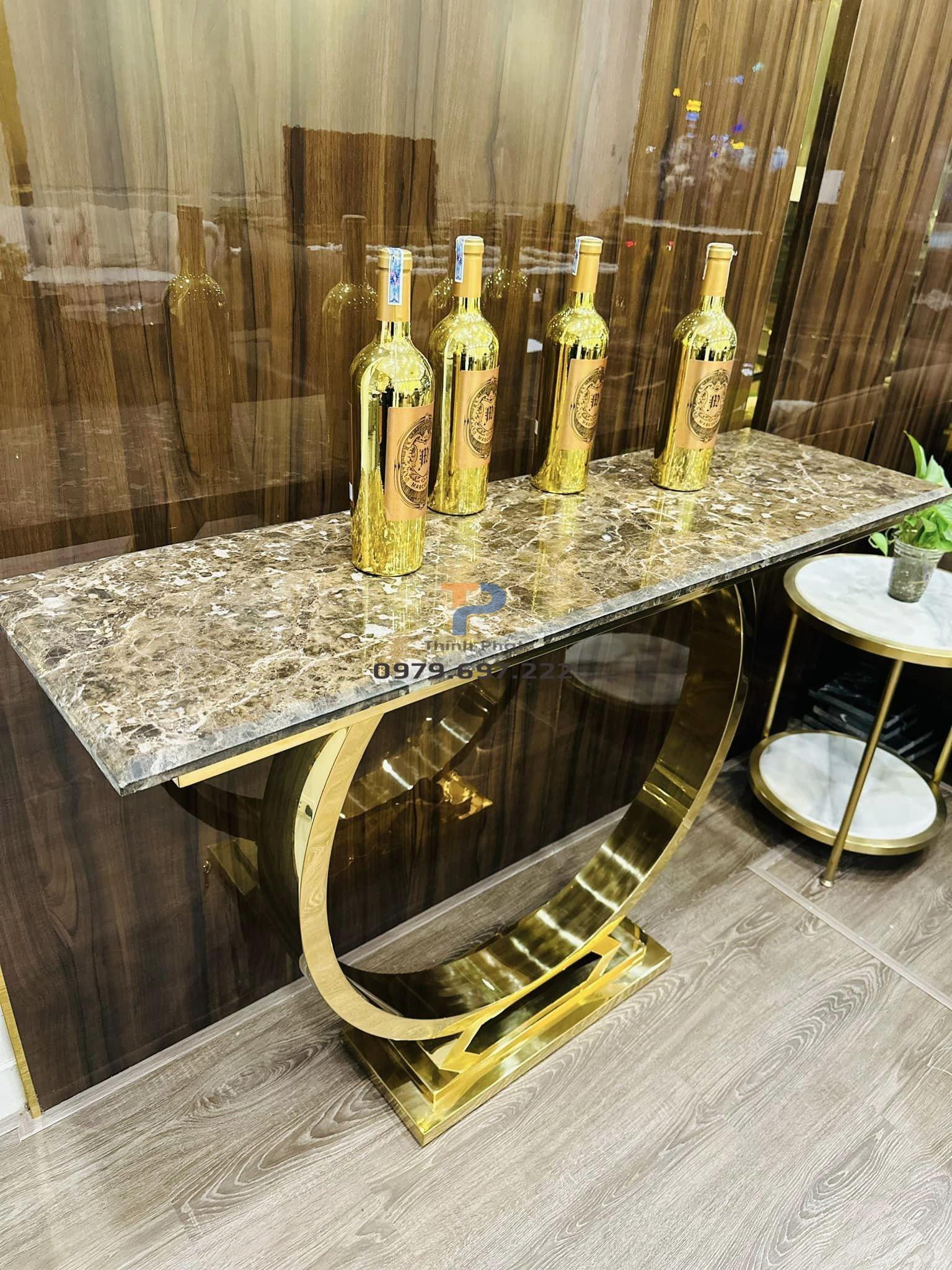 Bàn console inox mạ vàng TP 012 Bàn console inox mạ vàng TP 012