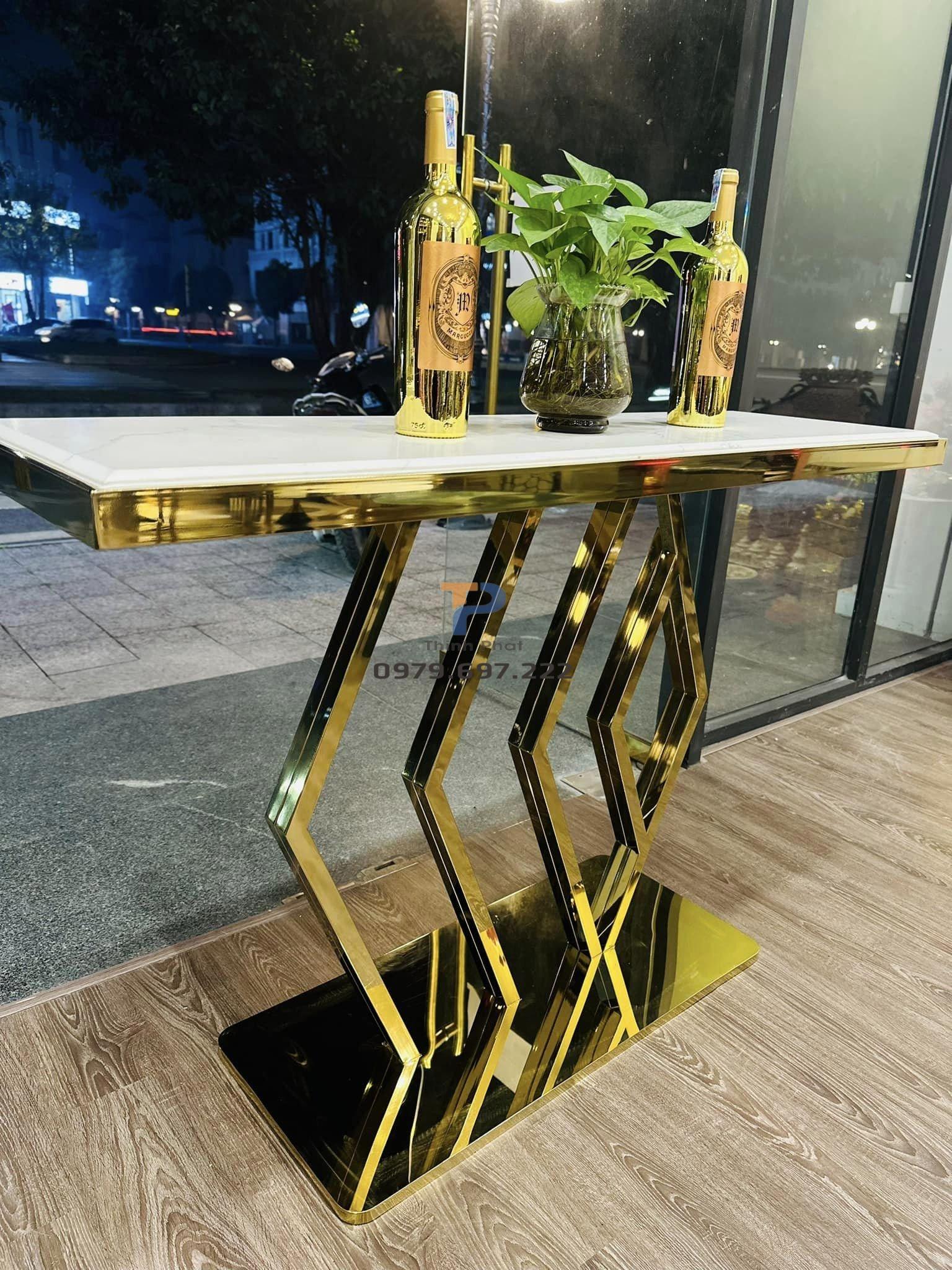 Bàn console inox mạ vàng TP 014 Bàn console inox mạ vàng TP 014
