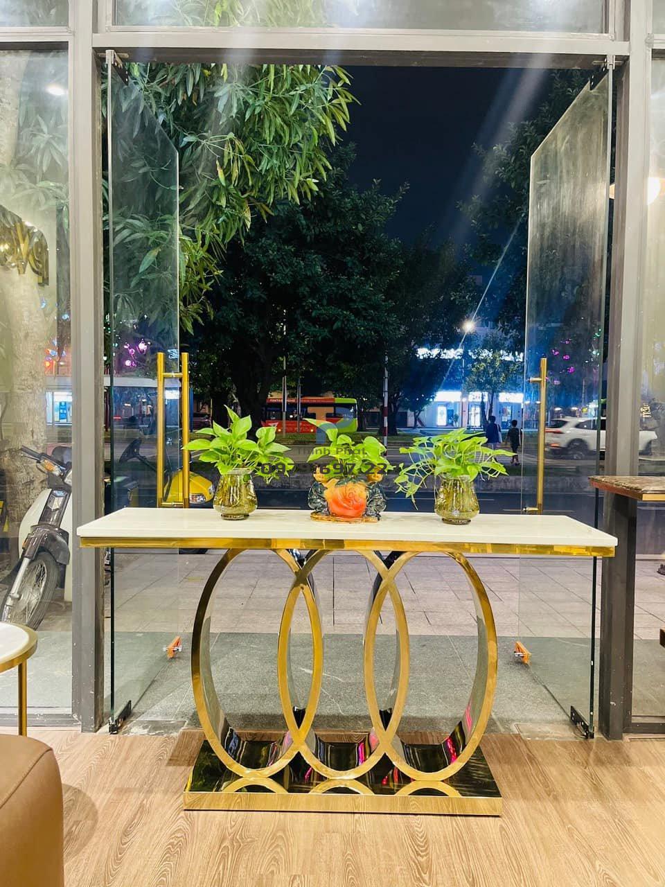 Bàn console inox mạ vàng TP 015 Bàn console inox mạ vàng TP 015