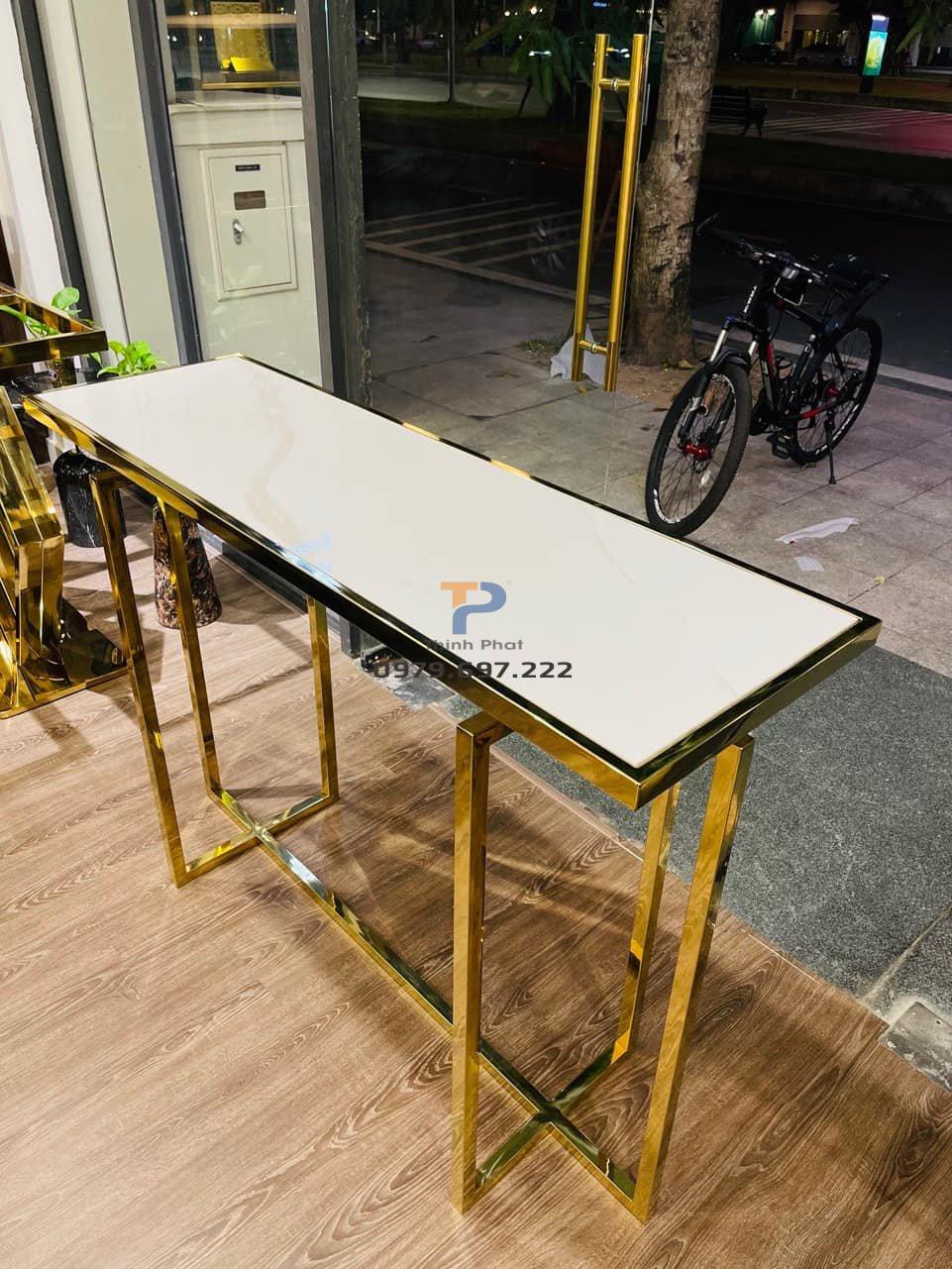 Bàn console inox mạ vàng TP 017 Bàn console inox mạ vàng TP 017