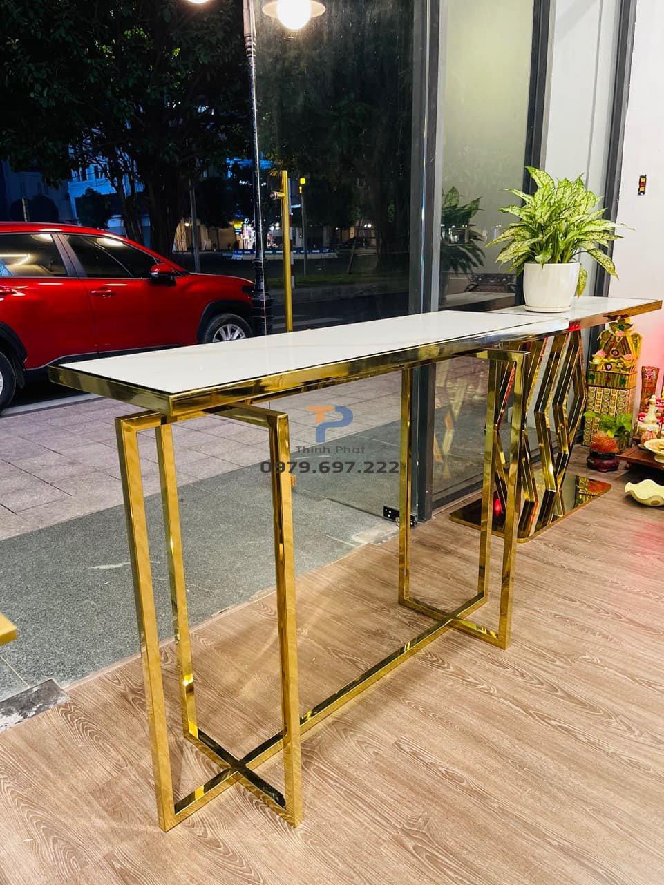 Bàn console inox mạ vàng TP 018 Bàn console inox mạ vàng TP 018