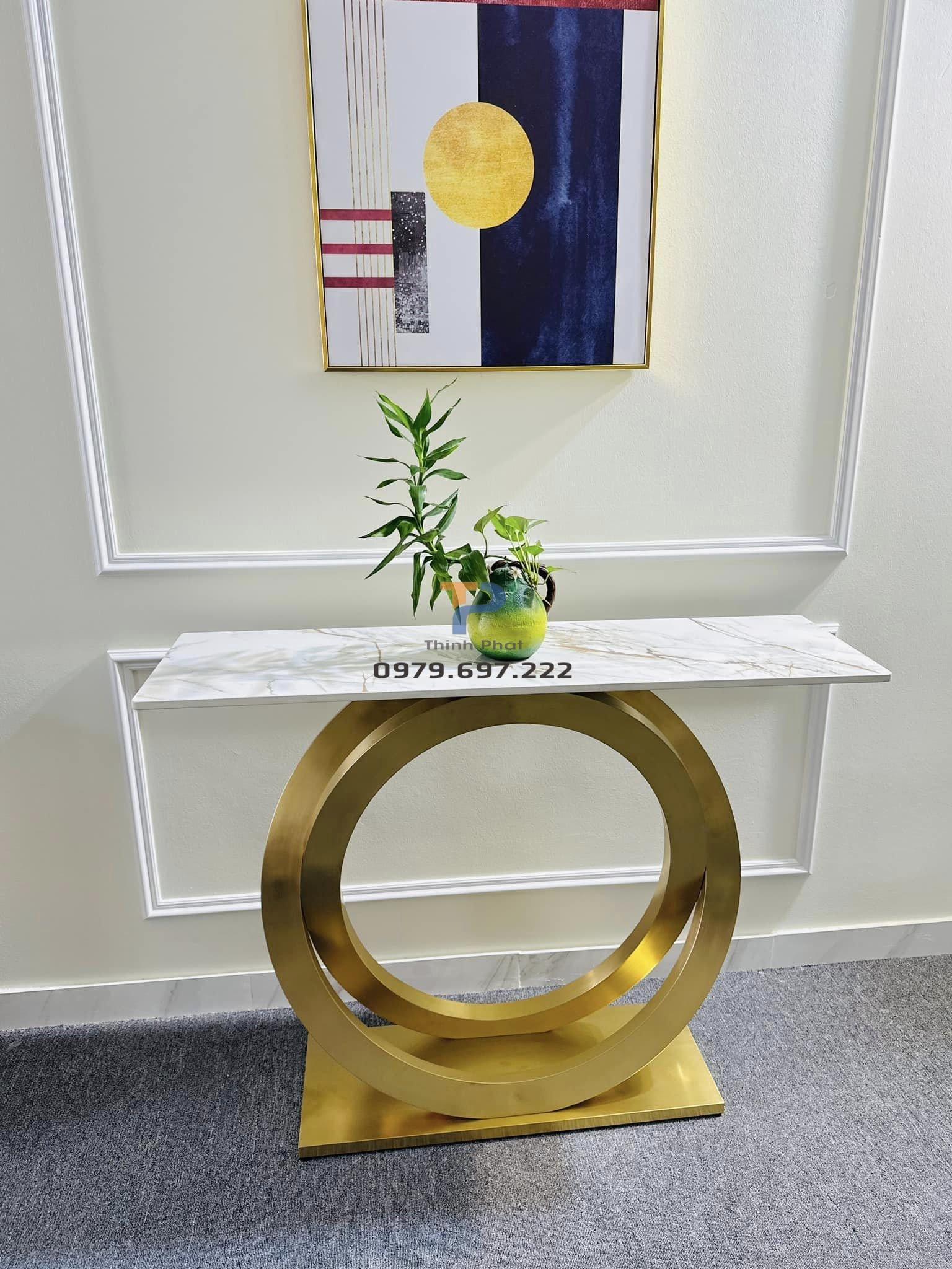 Bàn console inox mạ vàng TP 022 Bàn console inox mạ vàng TP 022